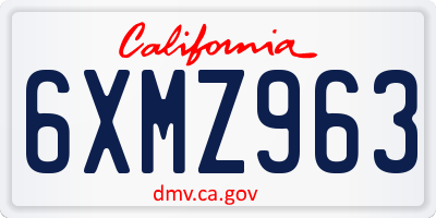 CA license plate 6XMZ963