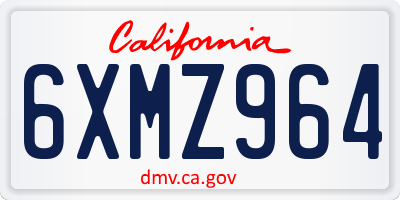 CA license plate 6XMZ964