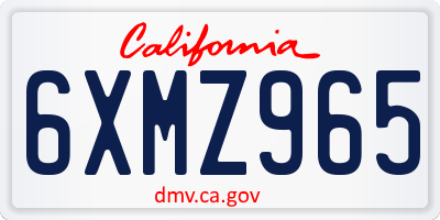 CA license plate 6XMZ965