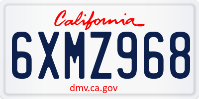 CA license plate 6XMZ968