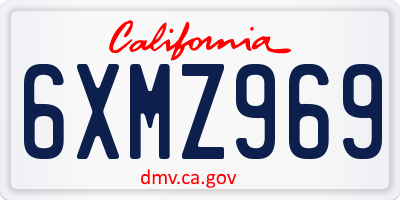 CA license plate 6XMZ969