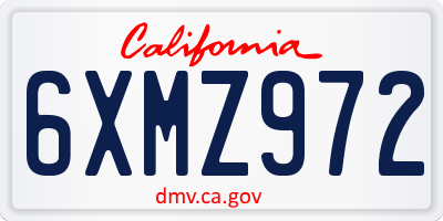 CA license plate 6XMZ972