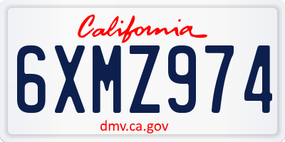CA license plate 6XMZ974