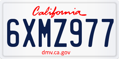 CA license plate 6XMZ977
