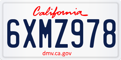 CA license plate 6XMZ978