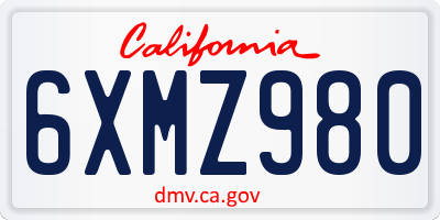 CA license plate 6XMZ980
