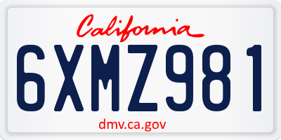 CA license plate 6XMZ981