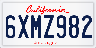 CA license plate 6XMZ982