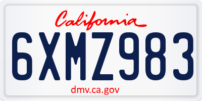CA license plate 6XMZ983