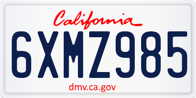 CA license plate 6XMZ985