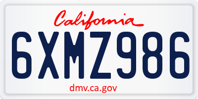 CA license plate 6XMZ986