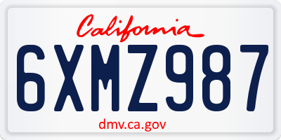 CA license plate 6XMZ987