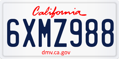 CA license plate 6XMZ988