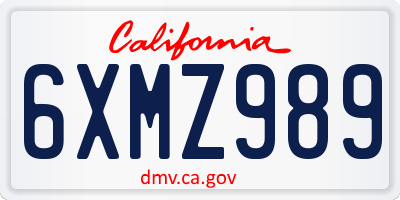 CA license plate 6XMZ989