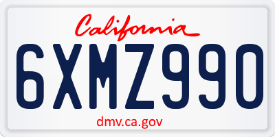 CA license plate 6XMZ990