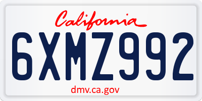 CA license plate 6XMZ992
