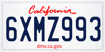 CA license plate 6XMZ993