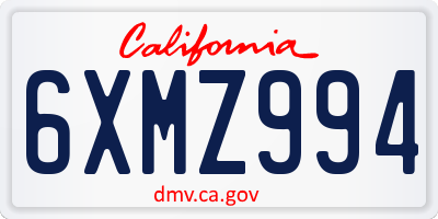 CA license plate 6XMZ994