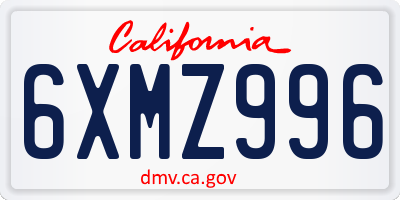 CA license plate 6XMZ996