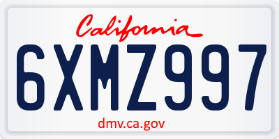 CA license plate 6XMZ997
