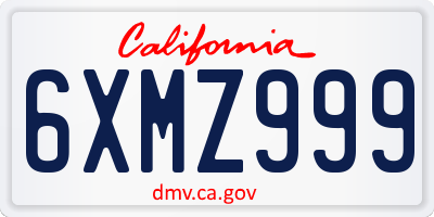 CA license plate 6XMZ999