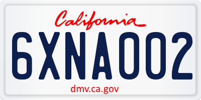 CA license plate 6XNA002