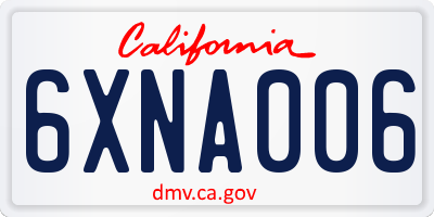 CA license plate 6XNA006