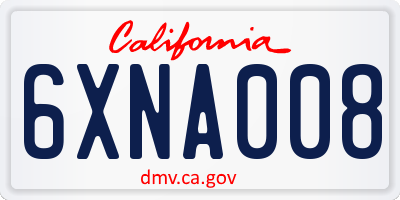 CA license plate 6XNA008