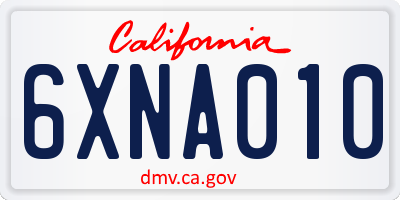 CA license plate 6XNA010