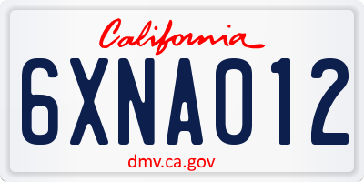 CA license plate 6XNA012
