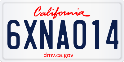 CA license plate 6XNA014