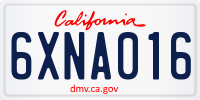 CA license plate 6XNA016