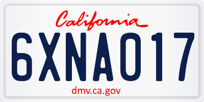 CA license plate 6XNA017