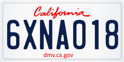 CA license plate 6XNA018