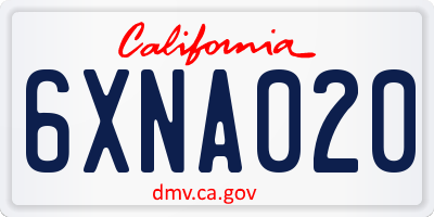 CA license plate 6XNA020