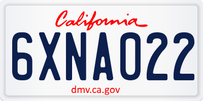 CA license plate 6XNA022