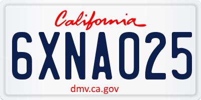 CA license plate 6XNA025