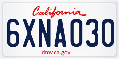 CA license plate 6XNA030