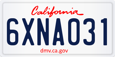 CA license plate 6XNA031