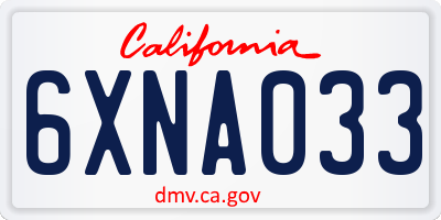 CA license plate 6XNA033