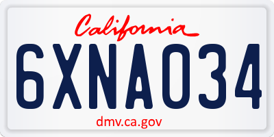 CA license plate 6XNA034