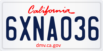 CA license plate 6XNA036