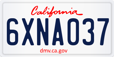 CA license plate 6XNA037