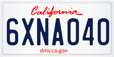 CA license plate 6XNA040