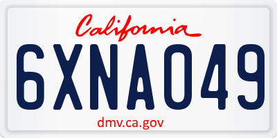 CA license plate 6XNA049