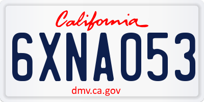 CA license plate 6XNA053