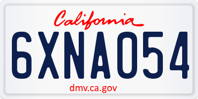 CA license plate 6XNA054