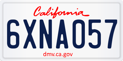CA license plate 6XNA057