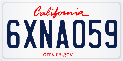 CA license plate 6XNA059