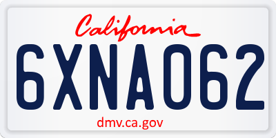 CA license plate 6XNA062